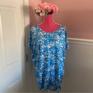 Women’s Blue and Cream fransa Dolman Sleeveless Blouse size XXL